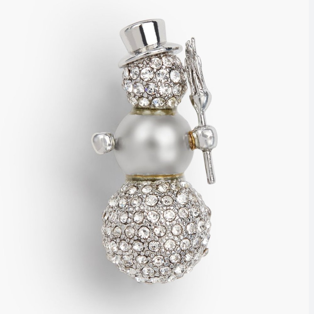 Talbots Sparkly Snowman Brooch
